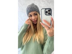 Fleecová čepice Melisa K241 šedá+černá