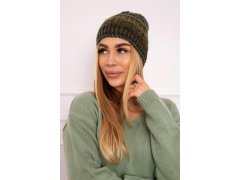 Fleecová čepice Melisa K241 hnědá+zelená