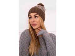 Čepice Paris fleece K213 hnědá+ecru