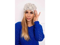 Fleecová čepice Roksana K209 ecru+grey