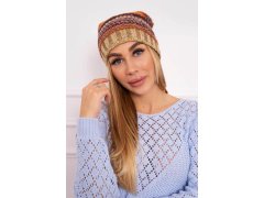 Krystyna fleecová čepice K207 hnědá+béžová