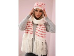 Dámská souprava se šátkem Anika K304 ecru+malmine