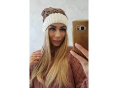 Fleecová čepice Bibiana K264 ecru+mocca