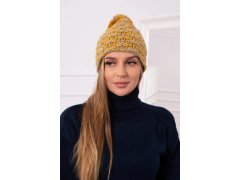 Fleecová čepice Fiona K275 hořčicová+šedá