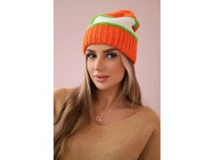 Kinga dámská čepice K297 oranžová+zelená neon+bílá