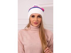 Dámská čepice Kinga K297 bílá+šedá+světle růžová