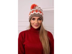 Dámská čepice Laila K283 dark beige+ecru