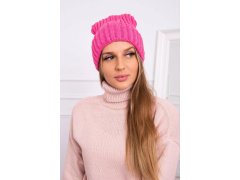 Čepice Magda s&nbsp;ohrnutím K293 růžová neonová