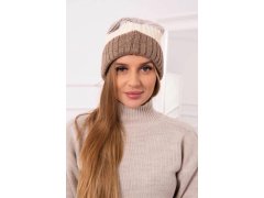 Fleecová čepice Bojana K265 tmavě béžová+ecru+světle béžová