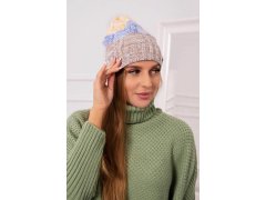 Fleecová čepice Dolores K303 tmavě béžová+modrá+žlutá