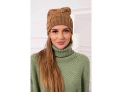 Fleecová čepice Dolores K303 hořčicová+hnědá