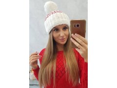 Dámská čepice Ellen s&nbsp;bambulí K325 bílá