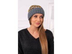 Dámská čepice Iris K348 tmavě šedá+žlutá