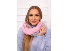 KN14 Dámský dvoubarevný snood světle růžová+šedá