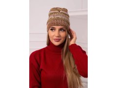 Čepice s&nbsp;fleecem Patrycja K254 khaki+camel