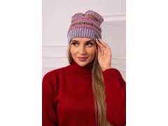 Čepice s&nbsp;fleecem Patrycja K254 fialová+šedá