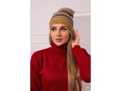 Čepice s&nbsp;fleecem Patrycja K254 denim+mustard