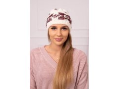 Dámská čepice Otylia K387 ecru+bordeaux