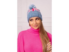 Dámská čepice s bambulí Elizabeth K386 denim