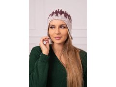 Dámská čepice Nikol K405 bílá+tmavě fialová+béžová