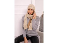 Dámská souprava se šátkem Adrianna K417 tmavě béžová