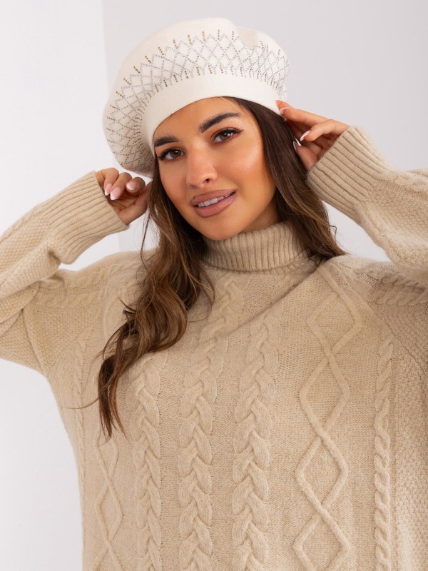 Dámský baret 231605.24P ecru - Wool Fashion Italia - Dámské oblečení doplňky čepice, rukavice a šály
