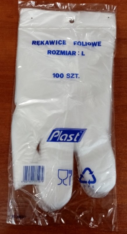 Fóliové rukavice Hdpe 100 kusů, velikost L /Z100/