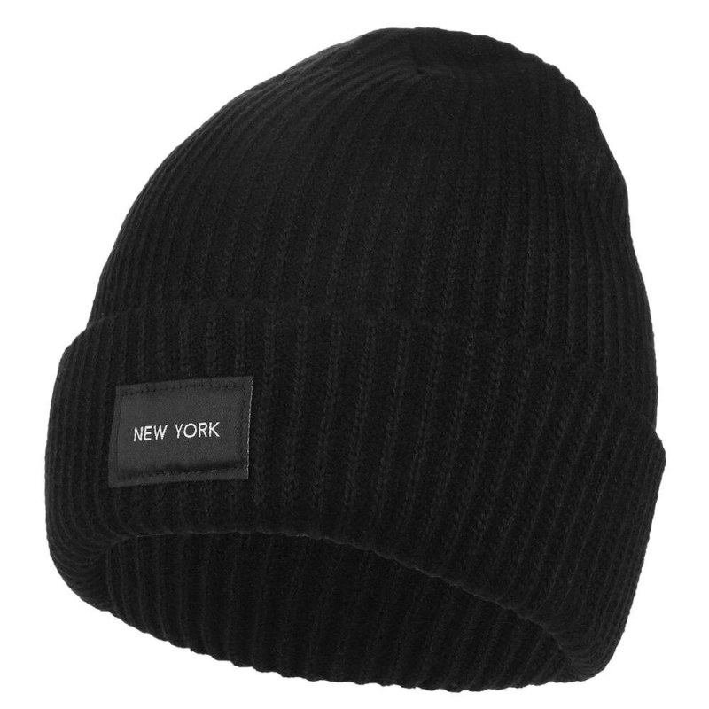 Dámská čepice New York černá pletená - Dámské oblečení doplňky čepice, rukavice a šály