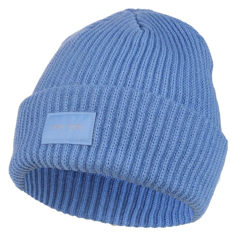 Dámská čepice New York modrá dvouvrstvá - Dámské oblečení doplňky čepice, rukavice a šály