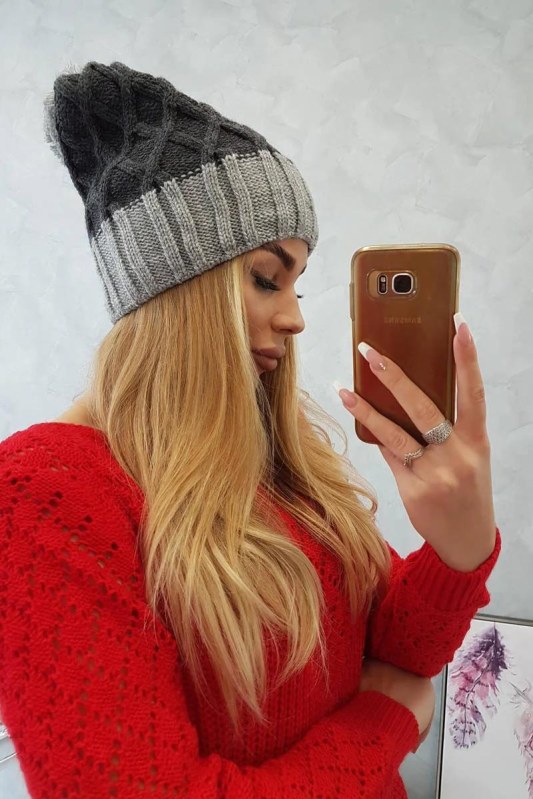 Milano fleecová čepice K203 graphite+grey - Dámské oblečení doplňky čepice, rukavice a&nbsp;šály