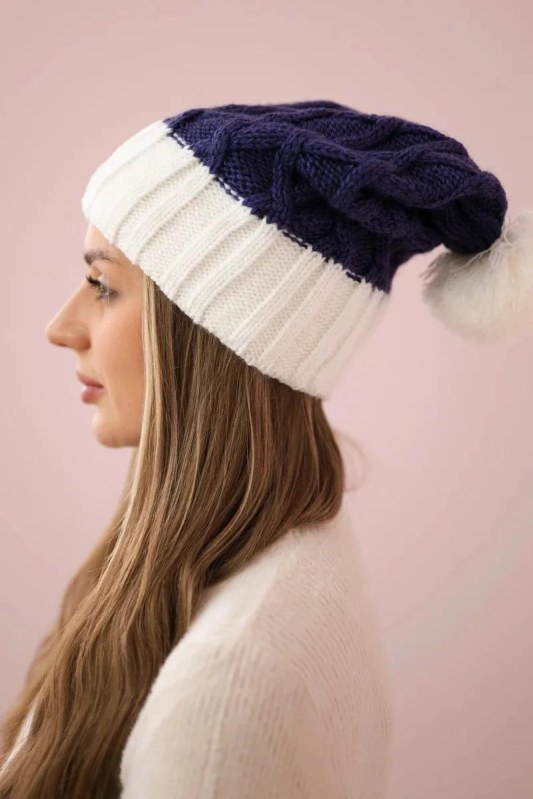 Milano fleecová čepice K203 tmavě fialová+ecru - Dámské oblečení doplňky čepice, rukavice a&nbsp;šály