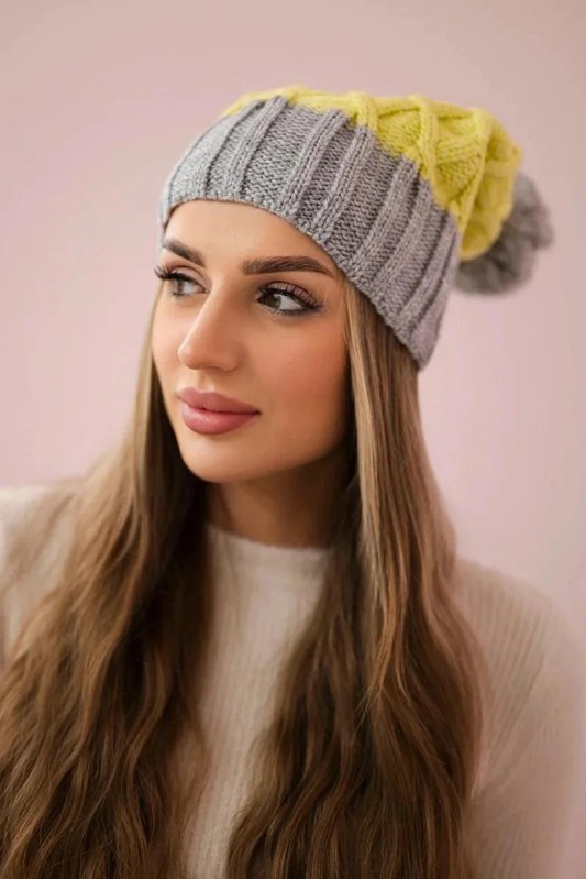 Milano fleecová čepice K203 žlutá+šedá - Dámské oblečení doplňky čepice, rukavice a&nbsp;šály