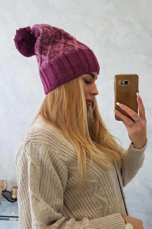 Milano fleecová čepice K203 pink melange+dark pink - Dámské oblečení doplňky čepice, rukavice a&nbsp;šály