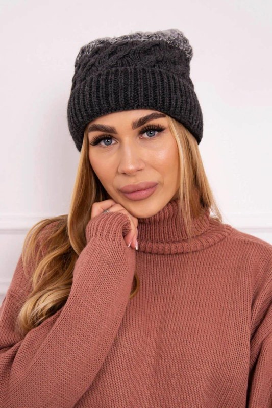 Fleecová čepice Ilona K218 graphite+grey - Dámské oblečení doplňky čepice, rukavice a&nbsp;šály