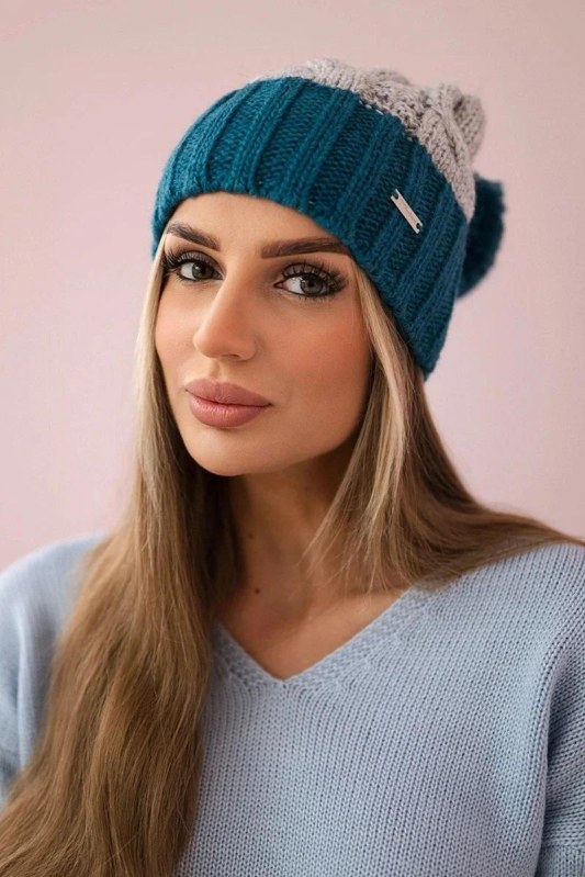 Fleecová čepice Paris K212 grey+marine - Dámské oblečení doplňky čepice, rukavice a&nbsp;šály