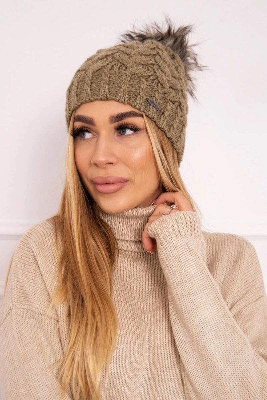 Fleecová čepice Daria K217 light khaki - Dámské oblečení doplňky čepice, rukavice a&nbsp;šály