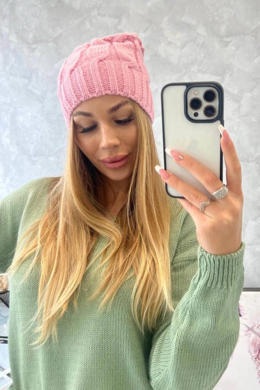 Fleecová čepice Iwona K221 pink - Dámské oblečení doplňky čepice, rukavice a&nbsp;šály