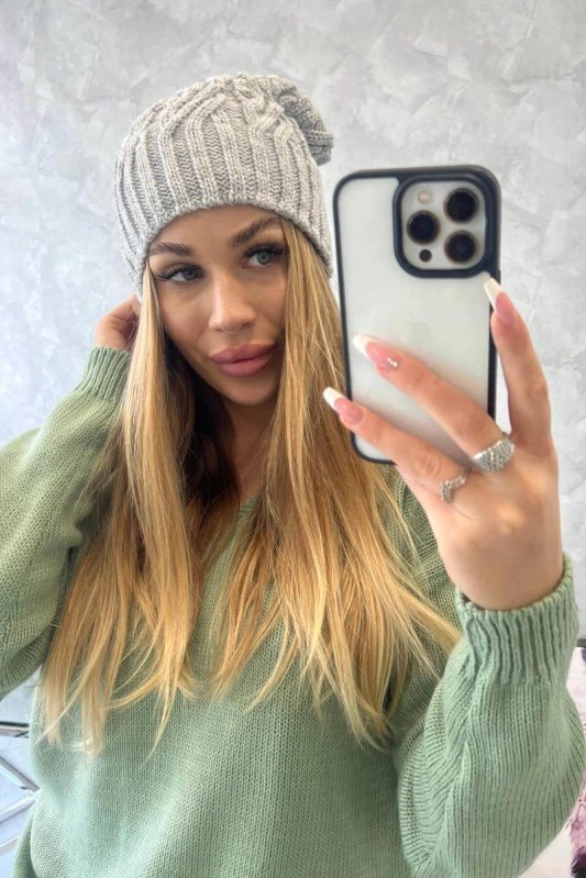 Fleecová čepice Paulina K227 světle šedá