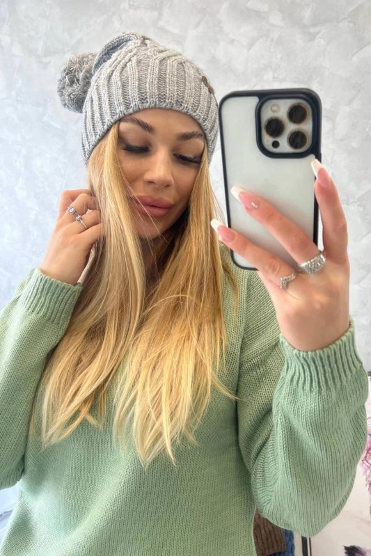 Fleecová čepice Paulina K227 šedá - Dámské oblečení doplňky čepice, rukavice a&nbsp;šály