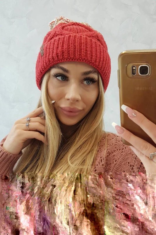 Fleecová čepice Alice K248 malpberry+ecru - Dámské oblečení doplňky čepice, rukavice a&nbsp;šály