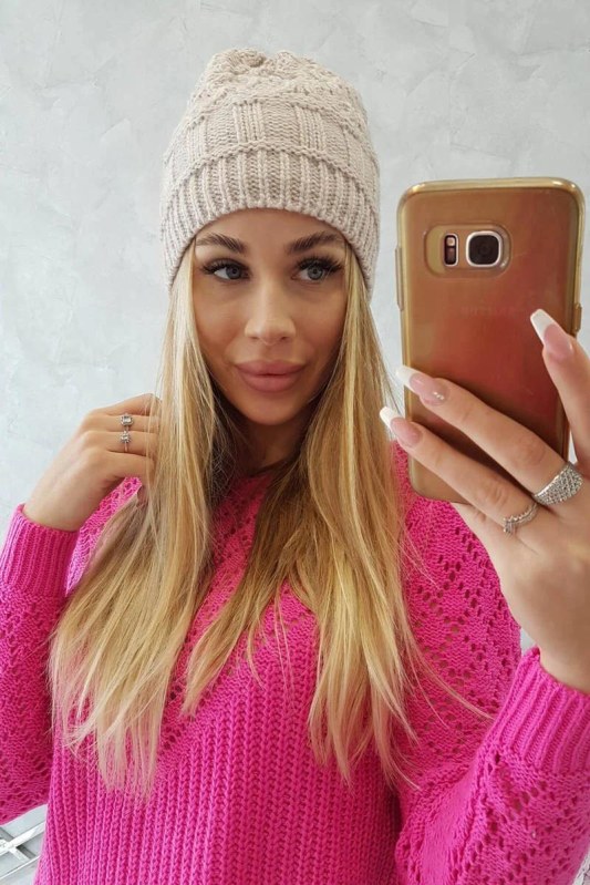 Fleecová čepice Marta K231 light beige - Dámské oblečení doplňky čepice, rukavice a&nbsp;šály