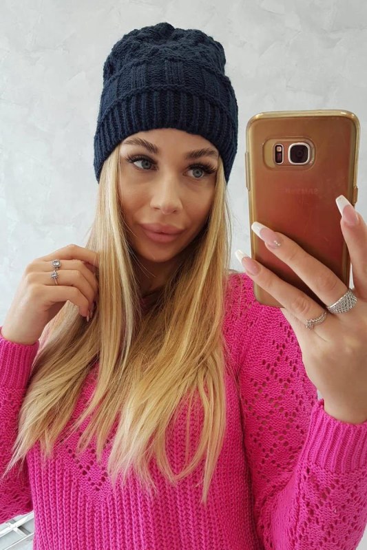 Fleecová čepice Marta K231 navy blue - Dámské oblečení doplňky čepice, rukavice a&nbsp;šály