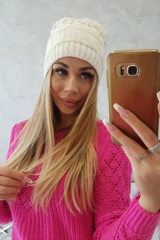 Fleecová čepice Marta K231 ecru - Dámské oblečení doplňky čepice, rukavice a&nbsp;šály