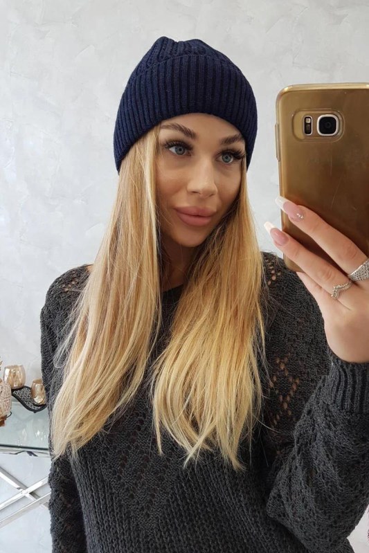 Tenká čepice Malwina K250 navy blue - Dámské oblečení doplňky čepice, rukavice a&nbsp;šály