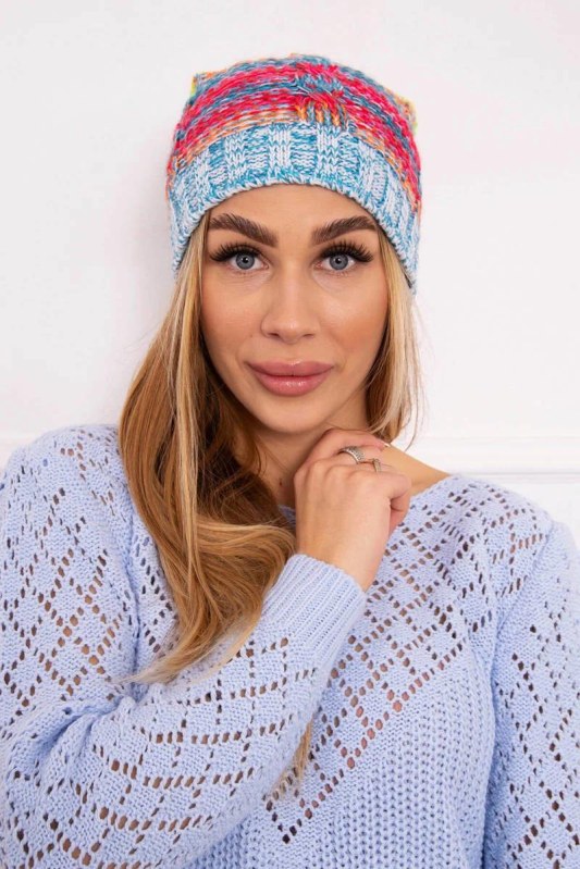Fleecová čepice Klaudia K255 žlutá neon+modrá - Dámské oblečení doplňky čepice, rukavice a&nbsp;šály