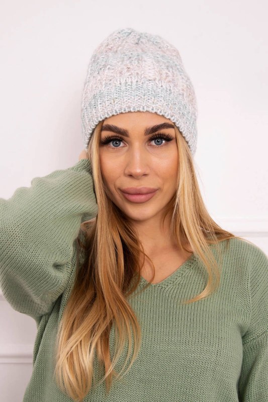 Fleecová čepice Melisa K241 light mint+light beige - Dámské oblečení doplňky čepice, rukavice a šály