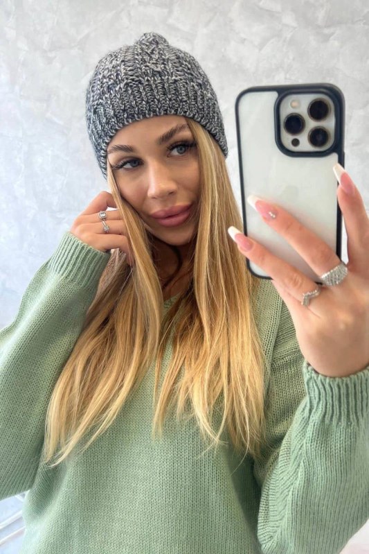 Fleecová čepice Melisa K241 šedá+černá