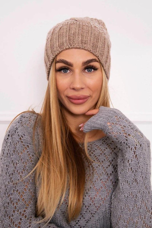 Fleecová čepice Paris K213 tmavě béžová - Dámské oblečení doplňky čepice, rukavice a&nbsp;šály