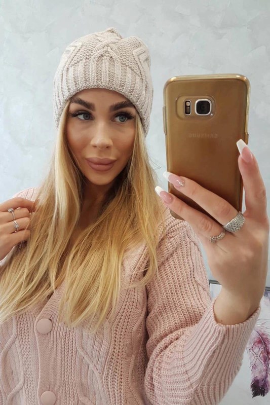 Fleecová čepice Sylwia K244 light beige