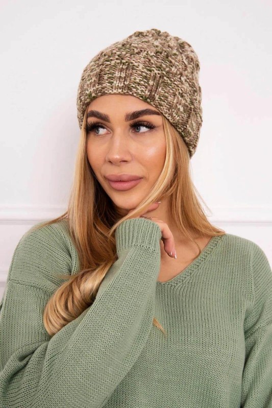 Dámská čepice Eliza K205 cappuccino+light khaki - Dámské oblečení doplňky čepice, rukavice a&nbsp;šály